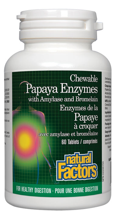 Natural Factors - Chewable Papaya Enzymes with Amylase and Bromelain, 60 tablets