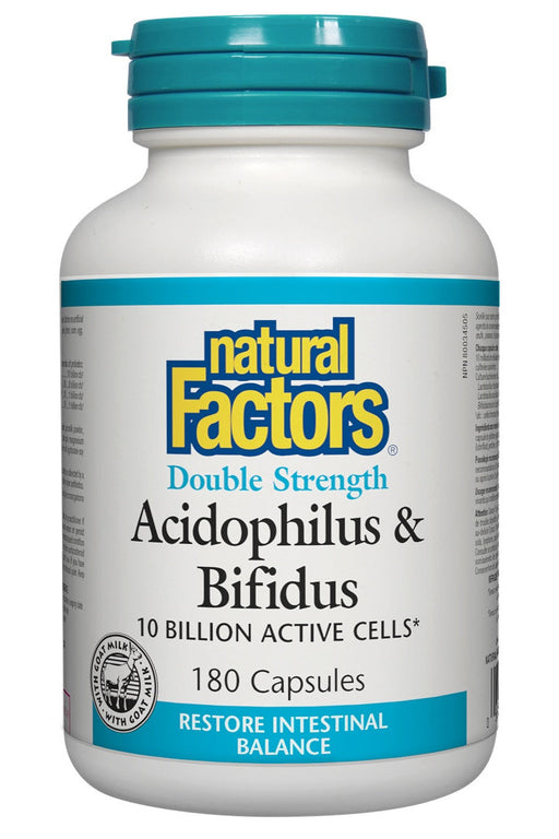 Natural Factors - Double Strength Acidophilus & Bifidus, 180 Capsules