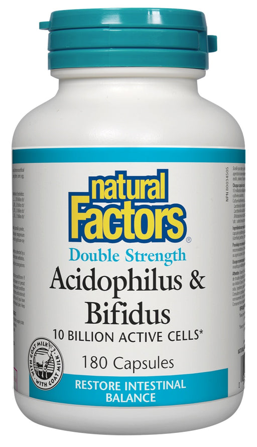 Natural Factors - Double Strength Acidophilus & Bifidus, 180 Capsules