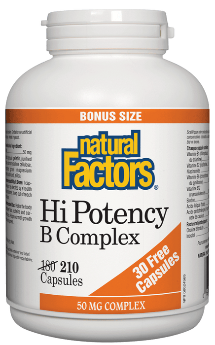 Natural Factors - High Potency B Complex - Bonus, 210 tablets