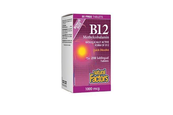 Natural Factors - Methyl B12 1000mcg - 210 TABS (BONUS)