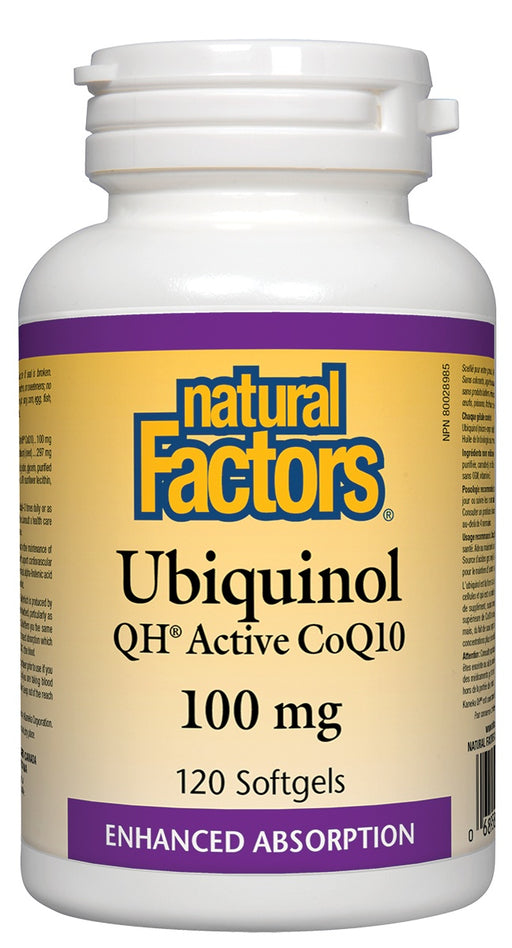 Natural Factors - Ubiquinol QH® Active CoQ10 100 mg, 120 Softgels