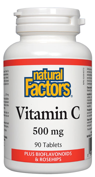 Natural Factors - Vitamin C 500 mg Plus Bioflavonoids & Rosehips, 90 Tablets