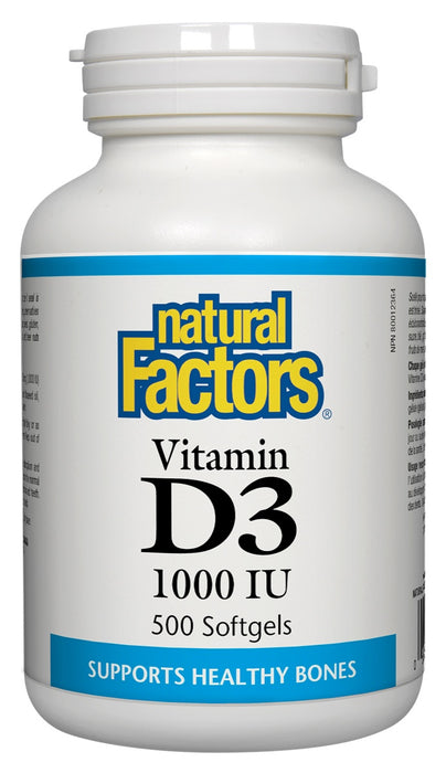 Natural Factors - Vitamin D3 - 1,000IU, 500 softgels