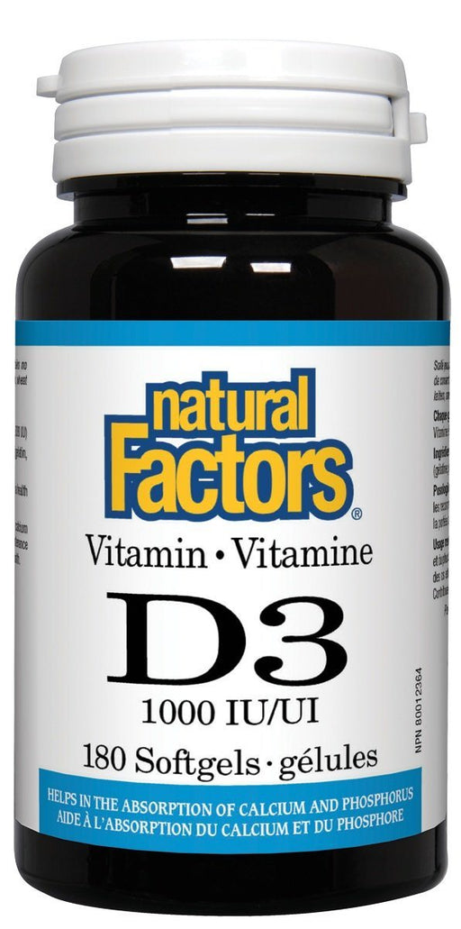 Natural Factors - Vitamin D3 1000IU, 180 tablets