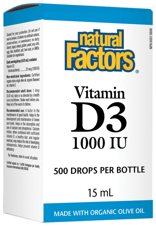 Natural Factors - Vitamin D3 Drops - 1000IU, 15ml