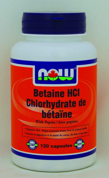 NOW - Betaine HCI, 120 capsules