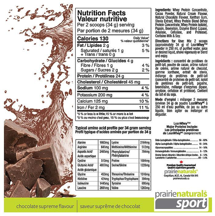 Prairie Naturals - Lean Whey Protein - Chocolate, 454g