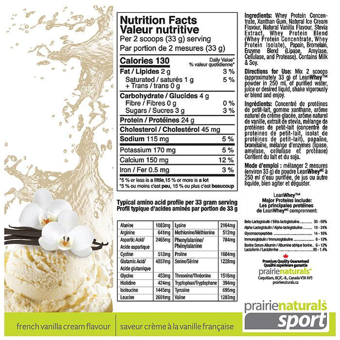 Prairie Naturals - Lean Whey Protein - Vanilla Cream, 454g