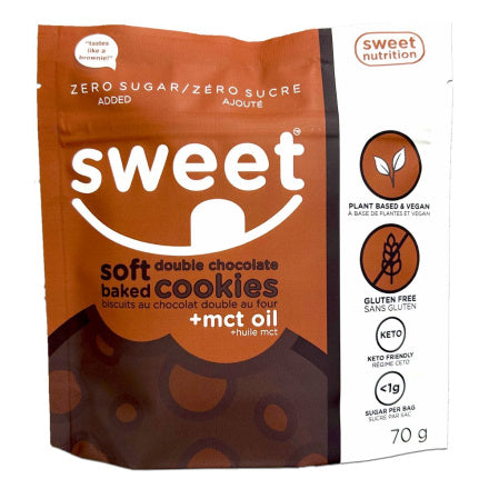 Sweet Nutrition - Soft Baked Double Chocolate Cookies + MCT Oil, 70g