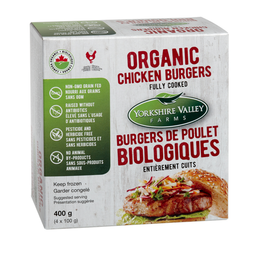 Yorkshire Valley Farms - Organic Fully Cooked Chicken Burgers, 400g